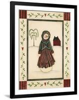 Black and Red Snowwoman with Red House-Debbie McMaster-Framed Giclee Print