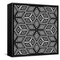 Black And White 3D Cubes Illustration - Escher Style-Kamira-Framed Stretched Canvas