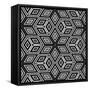 Black And White 3D Cubes Illustration - Escher Style-Kamira-Framed Stretched Canvas