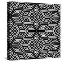 Black And White 3D Cubes Illustration - Escher Style-Kamira-Stretched Canvas