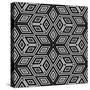 Black And White 3D Cubes Illustration - Escher Style-Kamira-Stretched Canvas