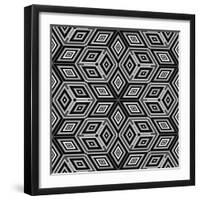 Black And White 3D Cubes Illustration - Escher Style-Kamira-Framed Art Print