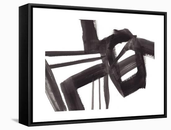 Black and White Abstract Painting 1-Jaime Derringer-Framed Stretched Canvas