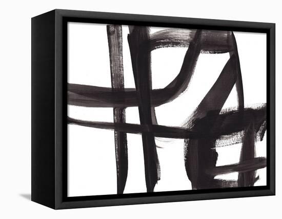 Black and White Abstract Painting 2-Jaime Derringer-Framed Stretched Canvas