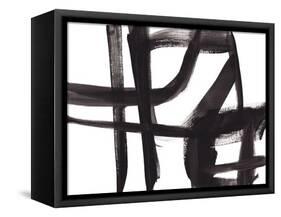 Black and White Abstract Painting 2-Jaime Derringer-Framed Stretched Canvas