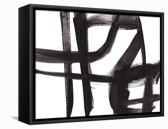 Black and White Abstract Painting 2-Jaime Derringer-Framed Stretched Canvas