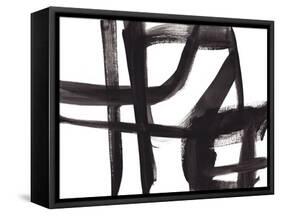 Black and White Abstract Painting 2-Jaime Derringer-Framed Stretched Canvas