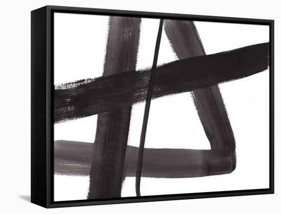 Black and White Abstract Painting 5-Jaime Derringer-Framed Stretched Canvas