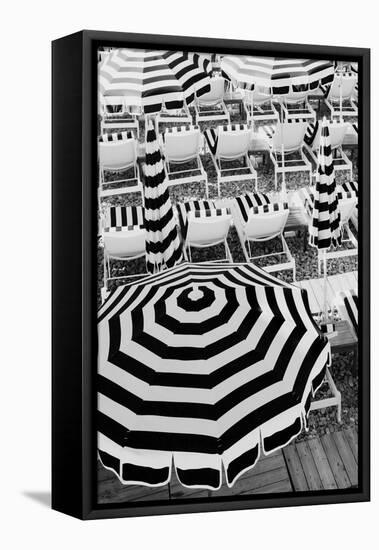 Black and White Beach Umbrellas-Grace Digital Art Co-Framed Stretched Canvas