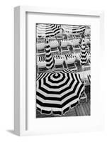Black and White Beach Umbrellas-Grace Digital Art Co-Framed Photographic Print