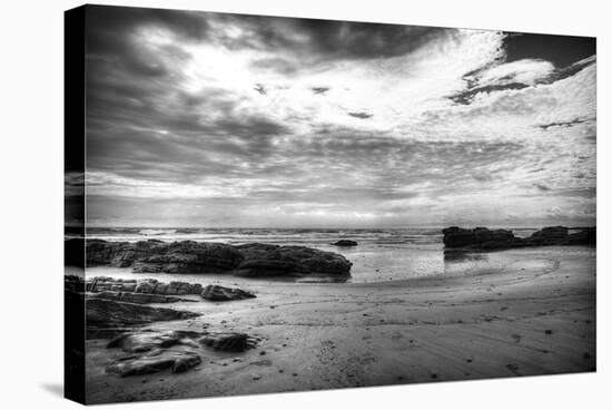 Black and White Beach-Nish Nalbandian-Stretched Canvas