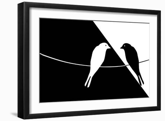 Black and White Birds-Mindy Sommers-Framed Giclee Print