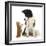 Black-And-White Border Collie Looking at Ginger Kitten-Mark Taylor-Framed Photographic Print