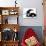 Black-And-White Border Collie Lying Chin on Floor with Black-And-White Kitten-Jane Burton-Photographic Print displayed on a wall