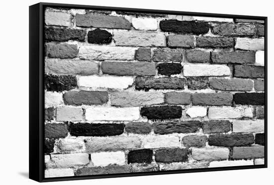 Black and White Brick Wall of Many Shades. Unique Background, Pattern.-Michal Bednarek-Framed Stretched Canvas