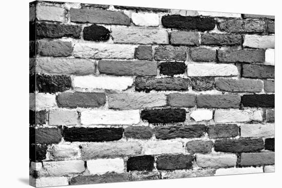 Black and White Brick Wall of Many Shades. Unique Background, Pattern.-Michal Bednarek-Stretched Canvas