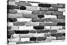 Black and White Brick Wall of Many Shades. Unique Background, Pattern.-Michal Bednarek-Stretched Canvas