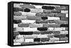 Black and White Brick Wall of Many Shades. Unique Background, Pattern.-Michal Bednarek-Framed Stretched Canvas