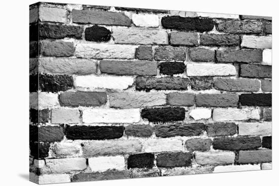 Black and White Brick Wall of Many Shades. Unique Background, Pattern.-Michal Bednarek-Stretched Canvas