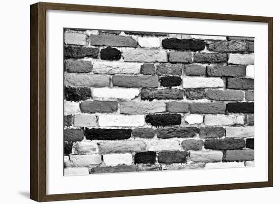 Black and White Brick Wall of Many Shades. Unique Background, Pattern.-Michal Bednarek-Framed Photographic Print