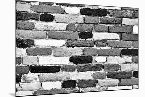 Black and White Brick Wall of Many Shades. Unique Background, Pattern.-Michal Bednarek-Mounted Photographic Print