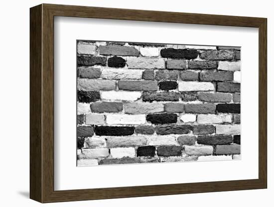 Black and White Brick Wall of Many Shades. Unique Background, Pattern.-Michal Bednarek-Framed Photographic Print