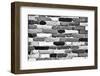 Black and White Brick Wall of Many Shades. Unique Background, Pattern.-Michal Bednarek-Framed Photographic Print