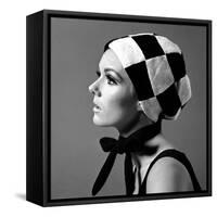 Black and White Checked Bonnet, 1960s-John French-Framed Stretched Canvas