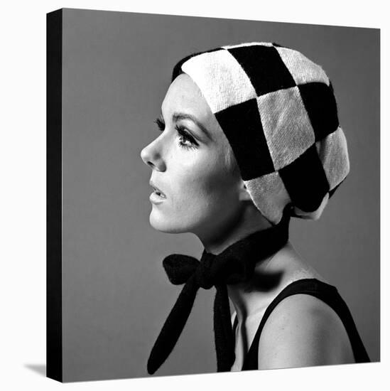 Black and White Checked Bonnet, 1960s-John French-Stretched Canvas