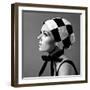 Black and White Checked Bonnet, 1960s-John French-Framed Premium Giclee Print