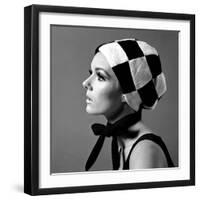 Black and White Checked Bonnet, 1960s-John French-Framed Giclee Print