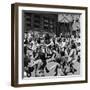 Black and White Children Playing in School Playground-Peter Stackpole-Framed Photographic Print