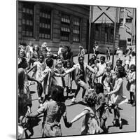 Black and White Children Playing in School Playground-Peter Stackpole-Mounted Photographic Print