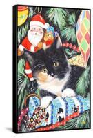 Black and White Christmas Kitten-Tony Todd-Framed Stretched Canvas