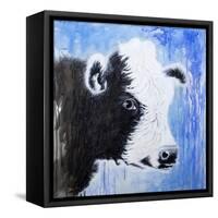 Black and White Cow-Michelle Faber-Framed Stretched Canvas