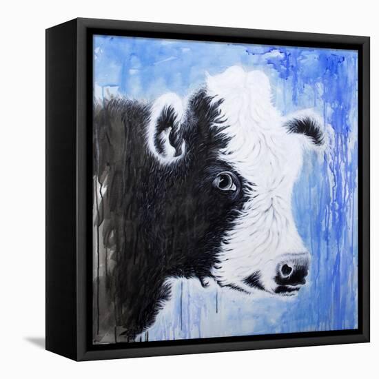 Black and White Cow-Michelle Faber-Framed Stretched Canvas