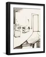 Black and White Drawing of Cat-Marie Bertrand-Framed Giclee Print