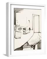 Black and White Drawing of Cat-Marie Bertrand-Framed Giclee Print