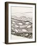 Black and White Drawing of Fish Swimming in River-Marie Bertrand-Framed Giclee Print