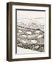 Black and White Drawing of Fish Swimming in River-Marie Bertrand-Framed Giclee Print