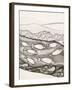 Black and White Drawing of Fish Swimming in River-Marie Bertrand-Framed Giclee Print