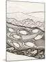 Black and White Drawing of Fish Swimming in River-Marie Bertrand-Mounted Giclee Print