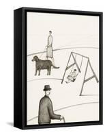 Black and White Drawing of People Taking Walk Outside-Marie Bertrand-Framed Stretched Canvas