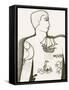 Black and White Drawing of Tattooed Man-Marie Bertrand-Framed Stretched Canvas