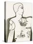 Black and White Drawing of Tattooed Man-Marie Bertrand-Stretched Canvas