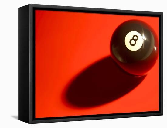 Black and White Eight Ball on with Shadow on Red Background-null-Framed Stretched Canvas