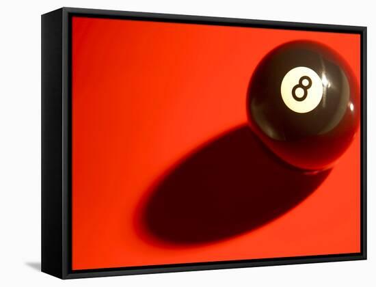 Black and White Eight Ball on with Shadow on Red Background-null-Framed Stretched Canvas