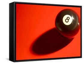 Black and White Eight Ball on with Shadow on Red Background-null-Framed Stretched Canvas