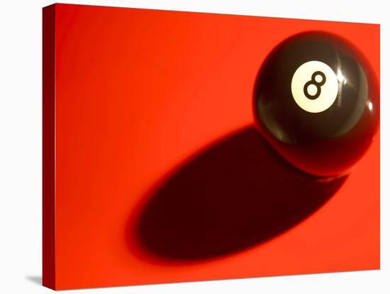 Black and White Eight Ball on with Shadow on Red Background-null-Stretched Canvas