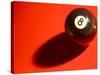 Black and White Eight Ball on with Shadow on Red Background-null-Stretched Canvas